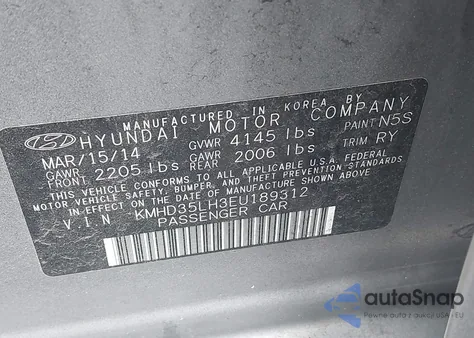 2014 Hyundai Elantra Gt Base W/Blue from USA, damaged, VIN KMHD35LH3EU189312